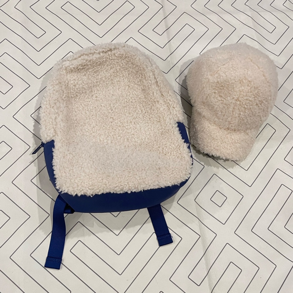 COS Cream Sherpa Backpack and Hat